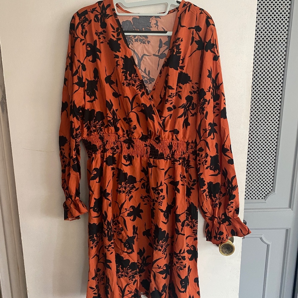 Orange and black dress-new-XL